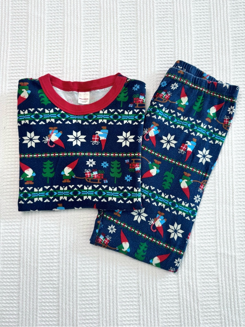 Hanna Andersson Adult Fair-Isle Christmas Gnome Organic Cotton Pajama Set Size L